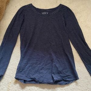 LOFT Blue Fitted Long Sleeve T-Shirt